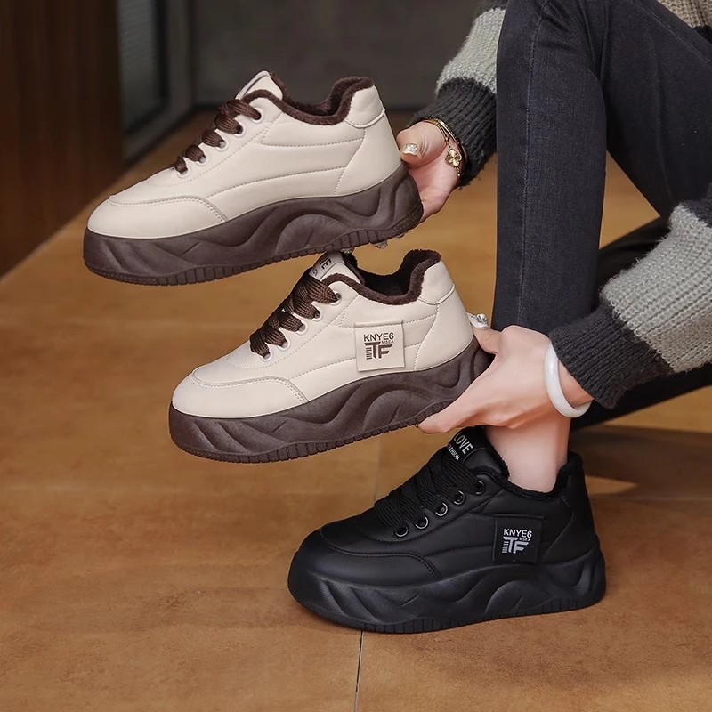 运动鞋女2024新款冬季加绒保暖舒适休闲鞋时尚百搭休闲