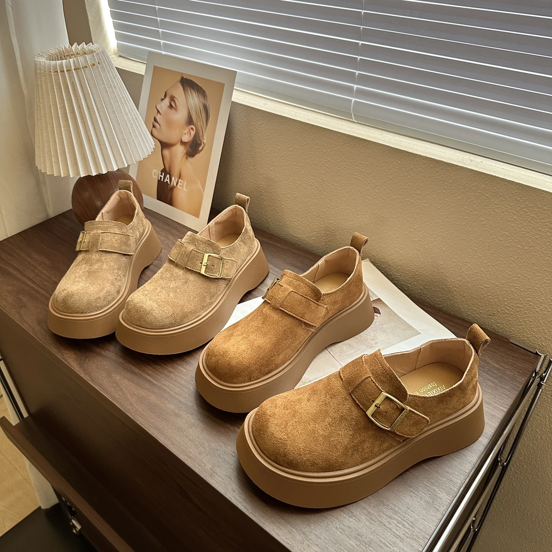 春季2025新款时尚休闲百搭厚底韩版低帮复古圆头勃肯鞋