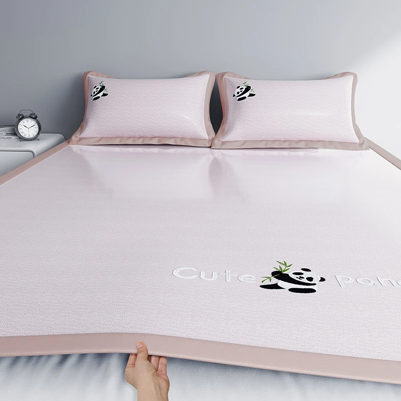 【沐梵家居】抑菌透气高端凉感软凉席可机洗刺绣绑带款三件套小冰熊