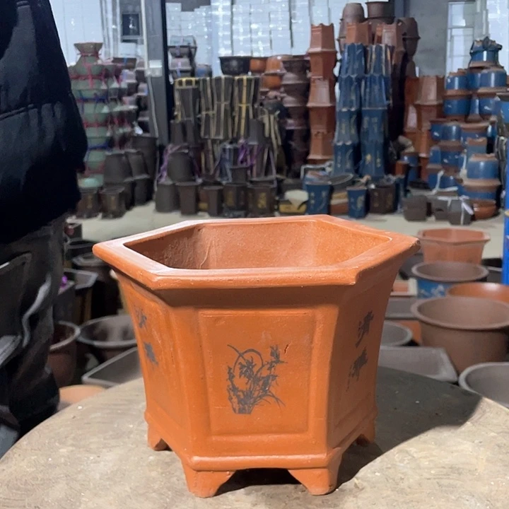 紫砂26红清雅六方小