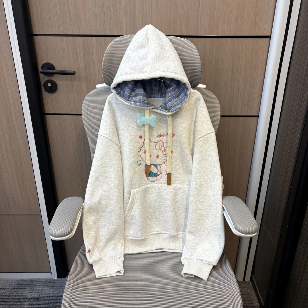 冬款洋气时髦凯蒂刺绣加绒连帽女童卫衣 F278 278 K