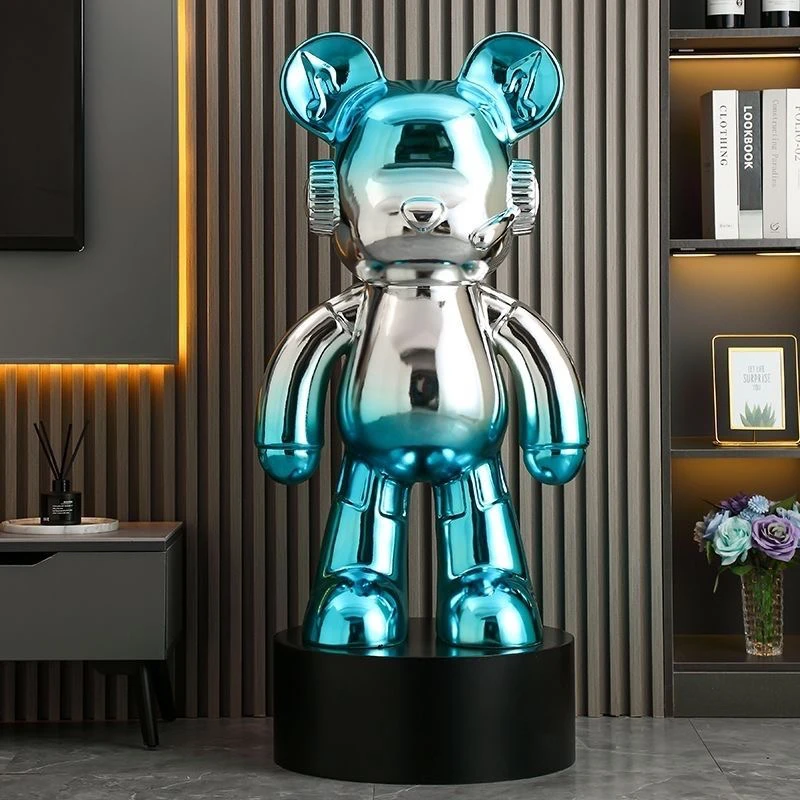 DJ电镀熊创意高级手工送礼家居摆件工艺店面设计落地大号潮玩摆设