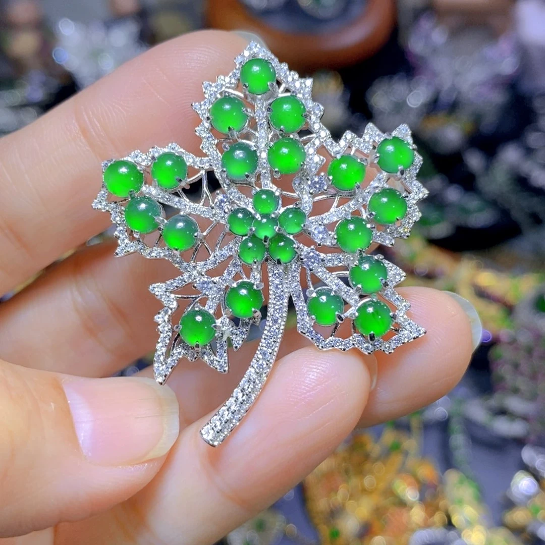 翡翠颈饰银S925镶嵌天然翡翠