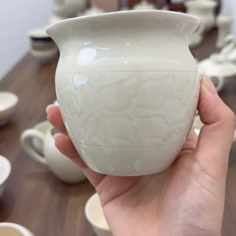 微瑕手工牡丹花公道杯