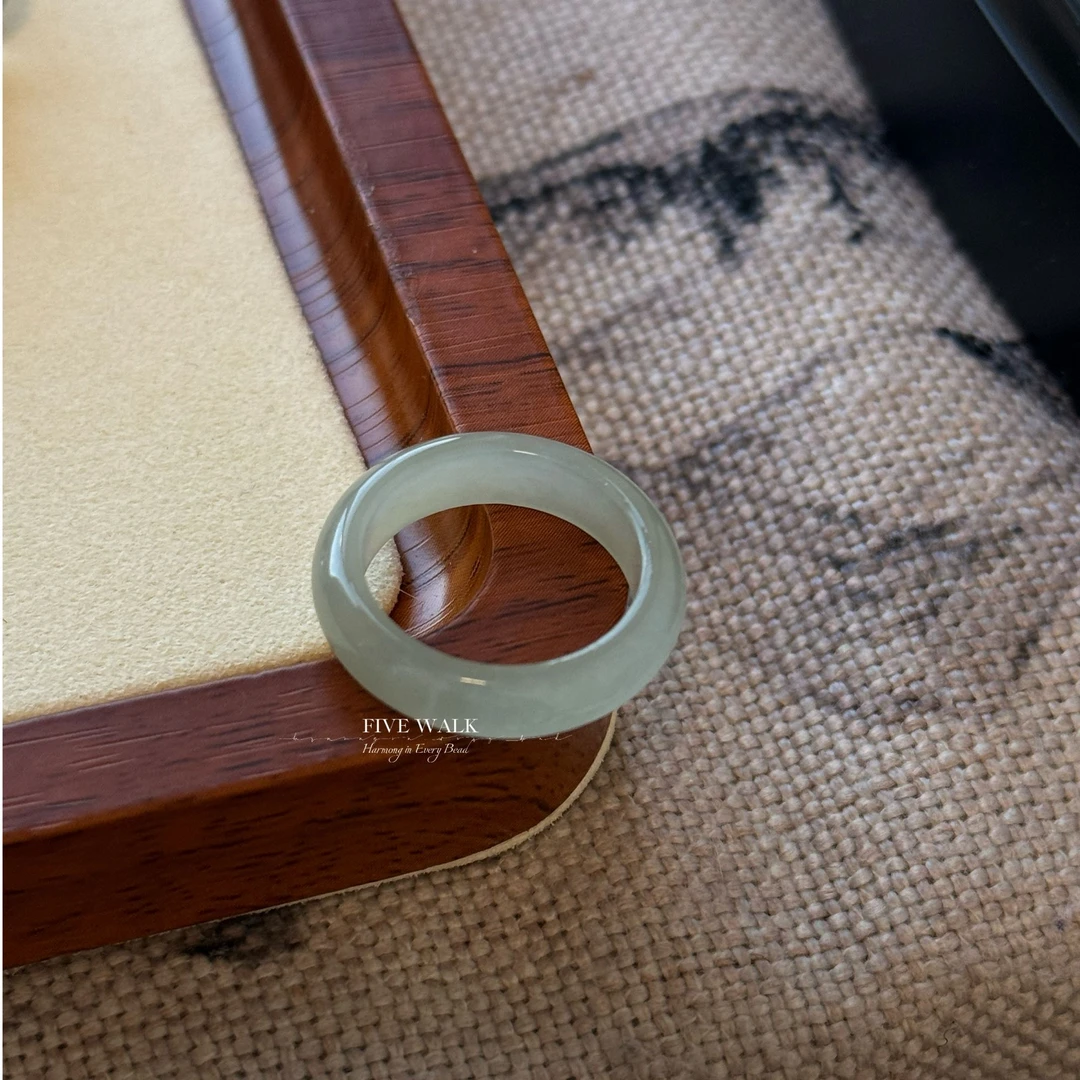 FIVE WALK原创设计品牌“浅白晴水”和田玉戒指女士精美国风国风