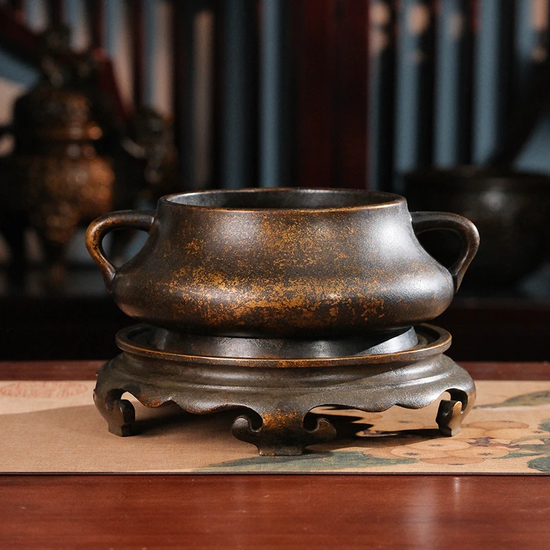 苏工失蜡 蚰龙耳宣德炉 铜香炉家用室内摆件
