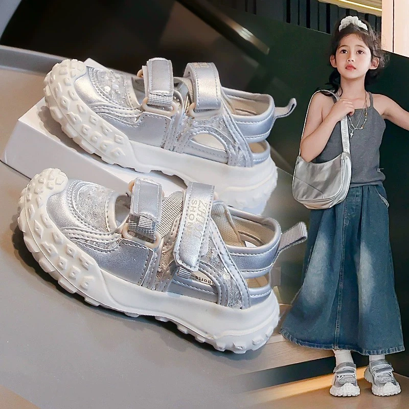 ABC女童运动凉鞋2025夏季新款儿童百搭休闲运动鞋中大童软底单鞋