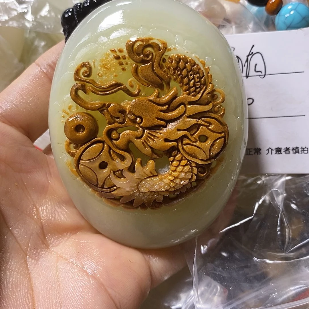石材面**来古青石手把件