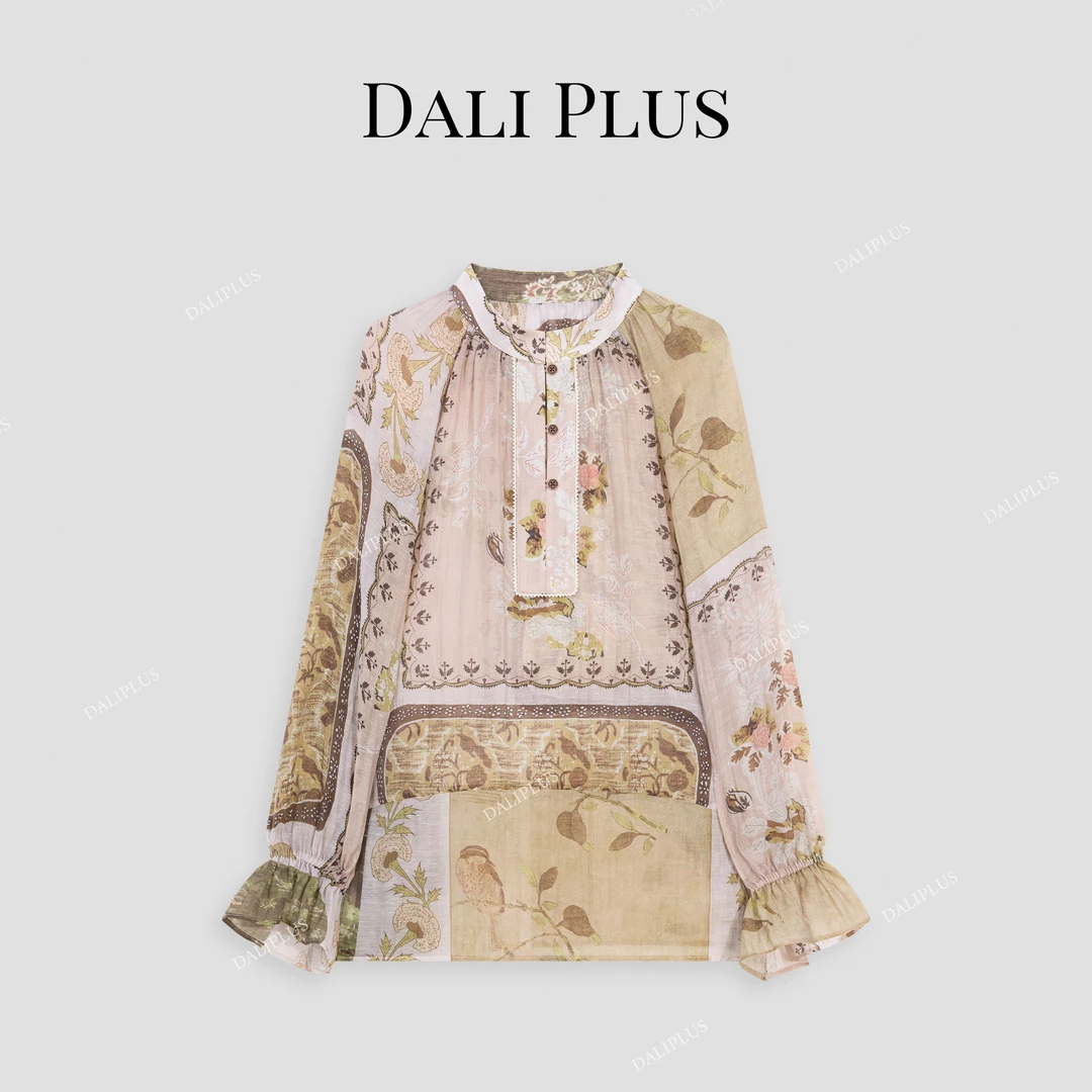 DALI PLUS波西米亚风复古印花文艺腔调氛围感衬衫-D5ST5011