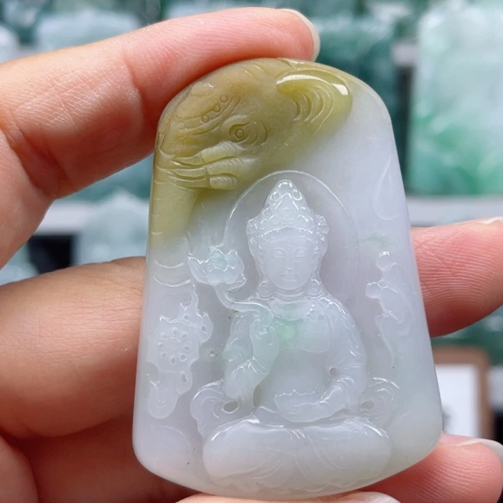 颈饰未镶嵌翡翠普贤菩萨