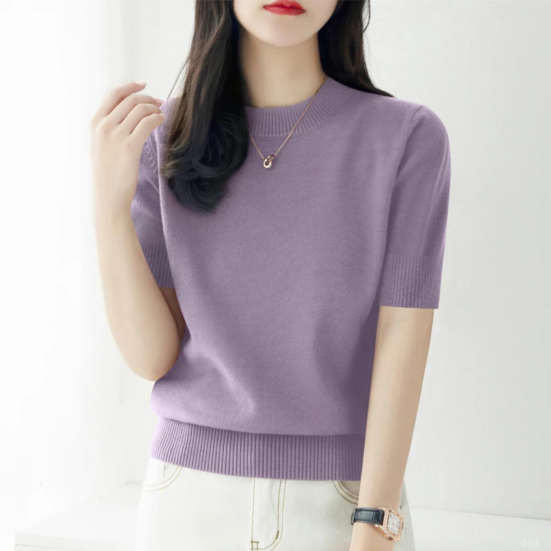 圆领2025年宽松上衣女装新款内搭秋季气质百搭中袖打底针织衫女士