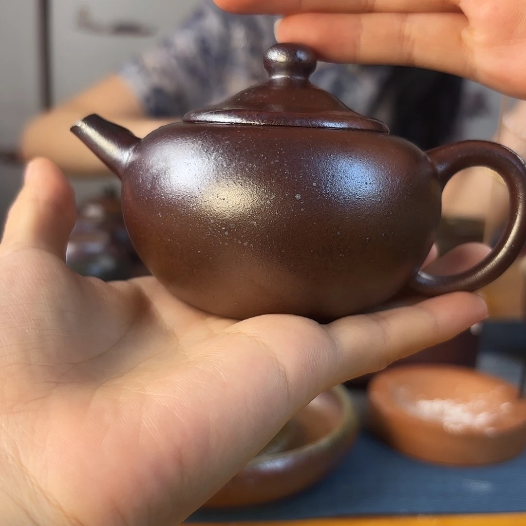 茶壶紫砂柴烧紫砂壶天青圆珠