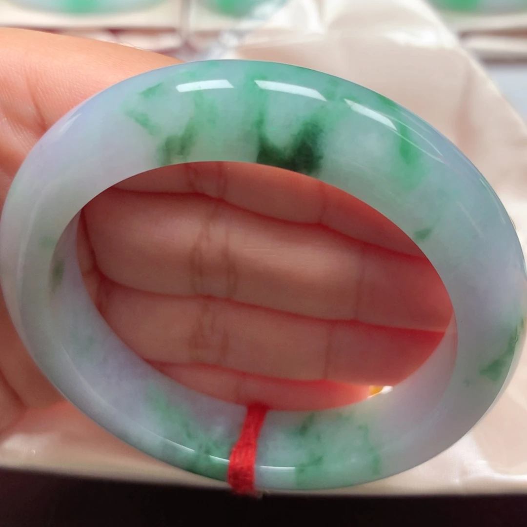 翡翠未镶嵌手镯27紫飘花厚装