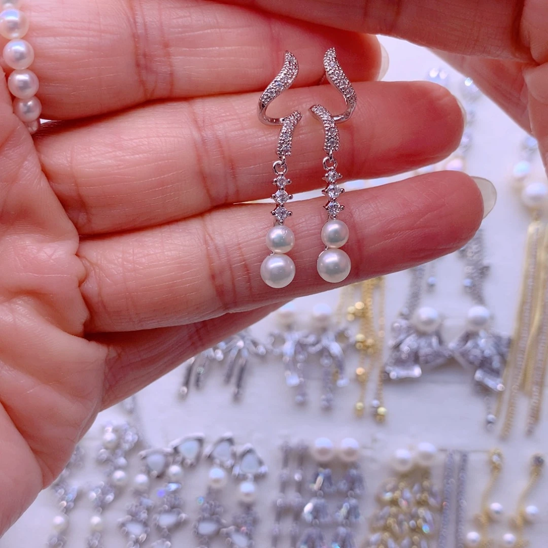 淡水珍珠耳饰合金