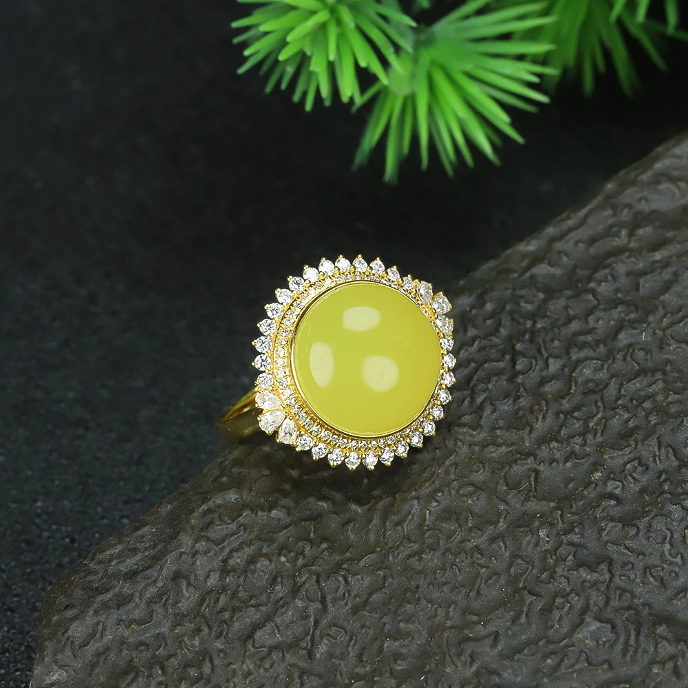 高品和田玉黄口戒指