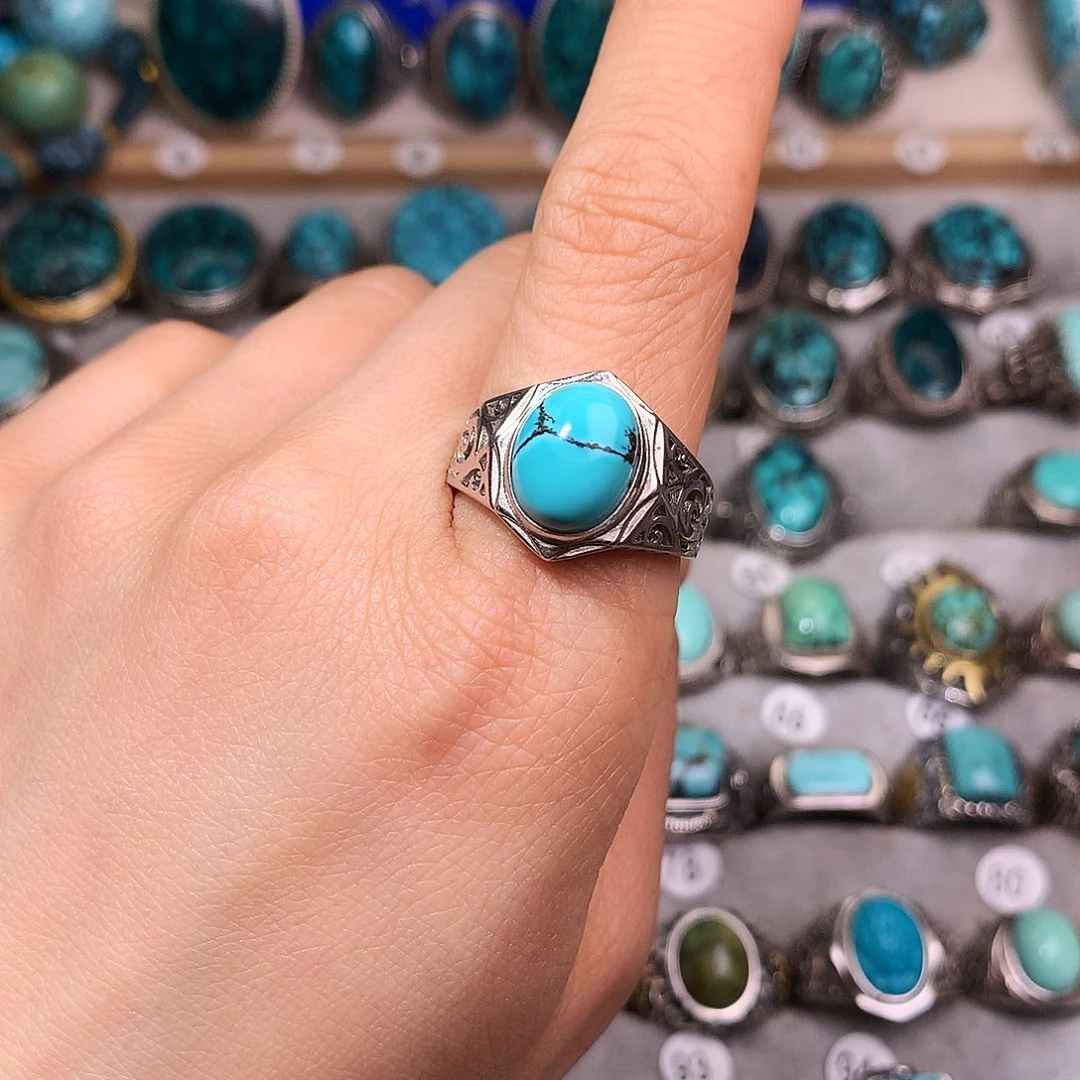 绿松石挂件银S925镶嵌