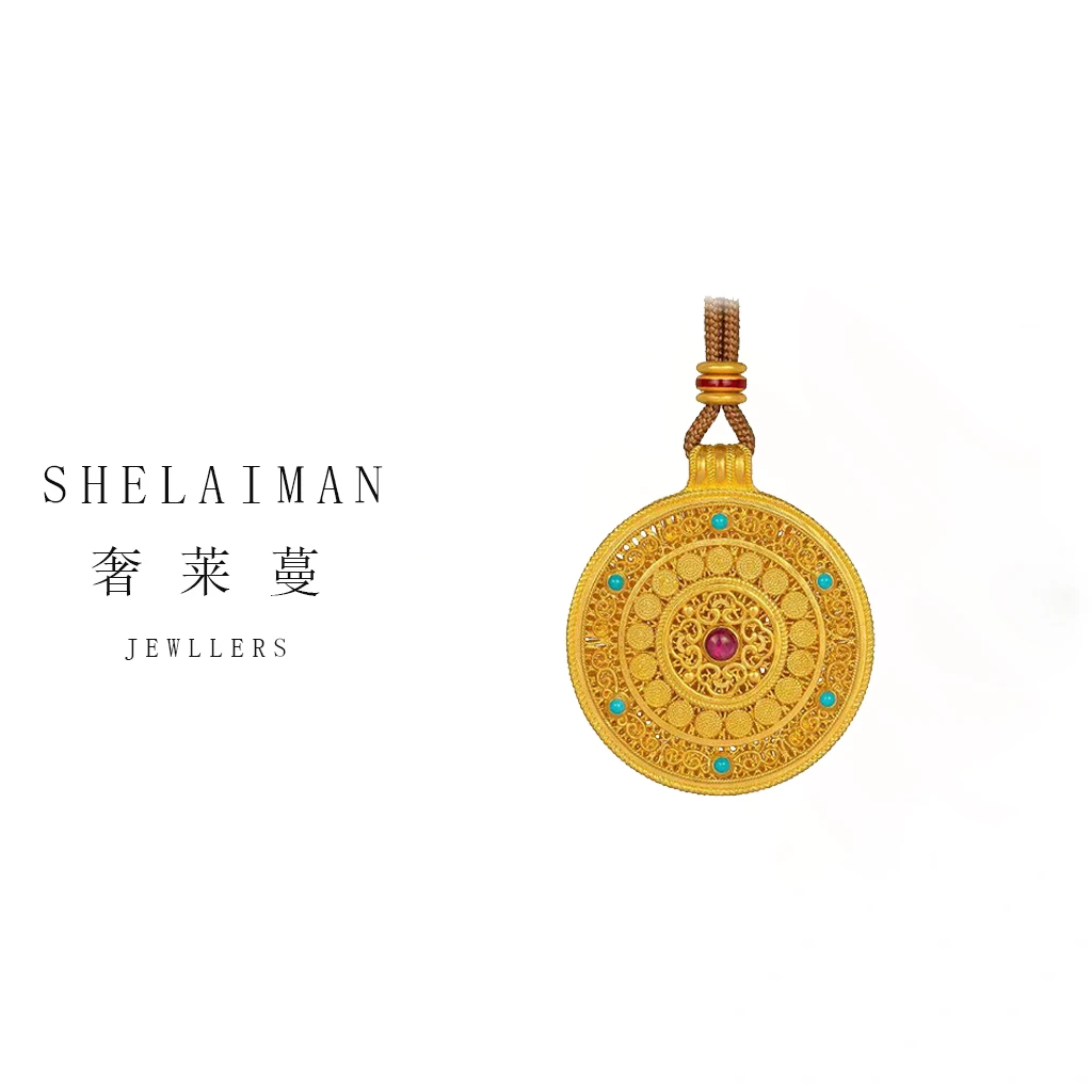 奢莱蔓/新中式珐琅八宝罗盘时来运转毛衣链项链D01