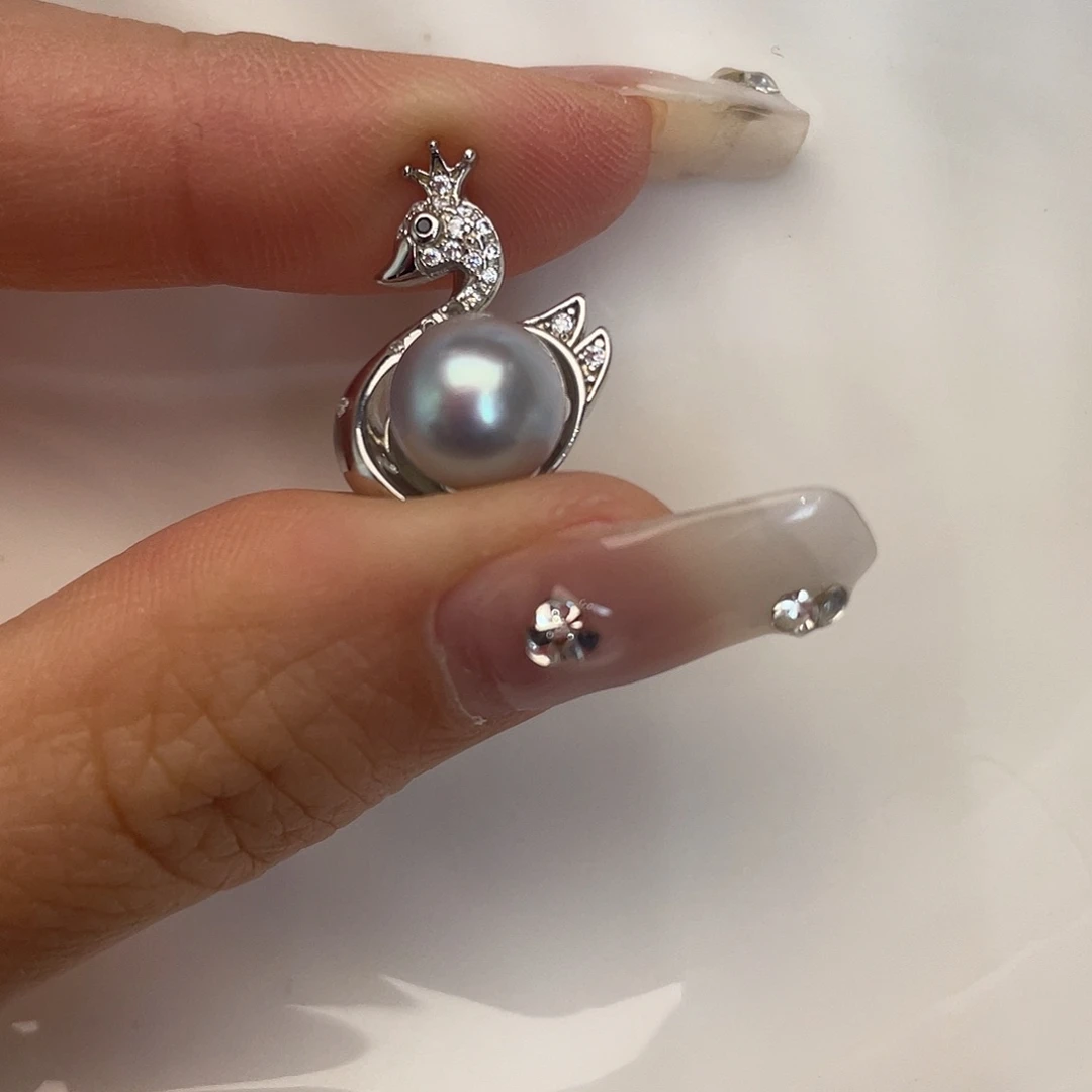 银S925镶嵌海水珍珠吊坠(不含链)