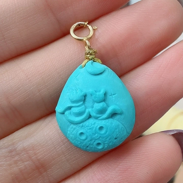 绿松石18K金镶嵌珠宝奇石