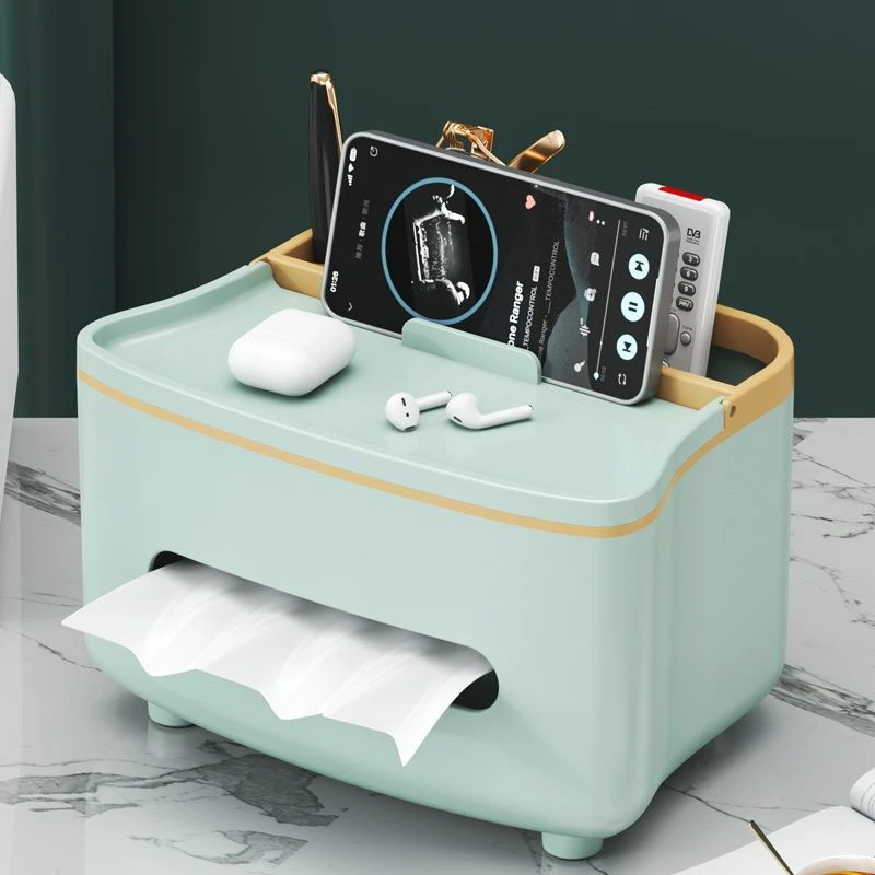 新款桌面纸巾盒办公室抽纸盒家用客厅卧室多功能高级感遥控器收纳
