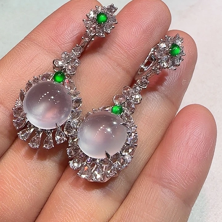 翡翠耳坠18K金镶嵌耳坠