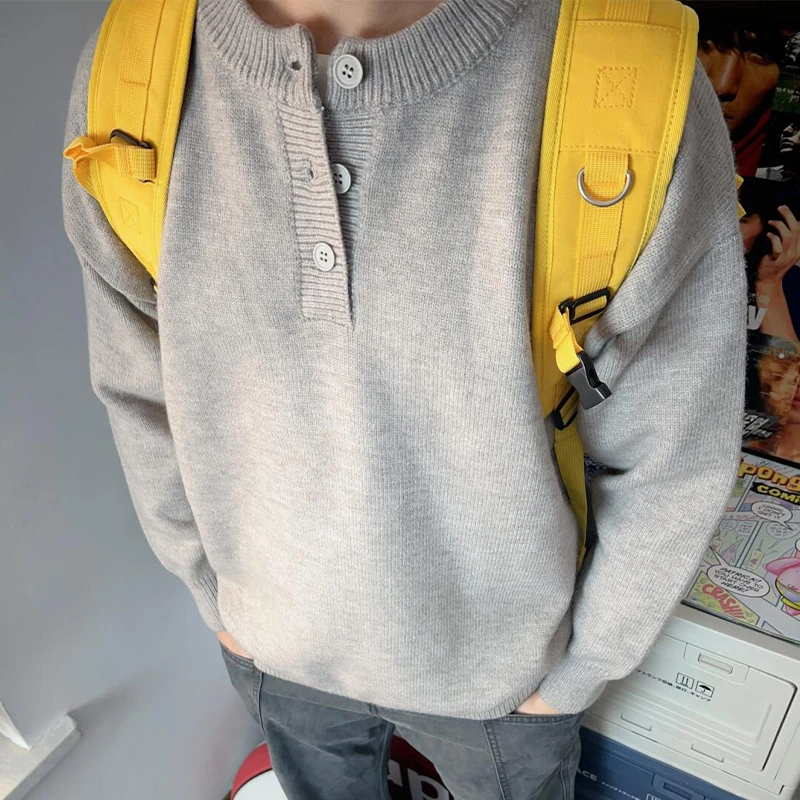 亨利领毛衣男秋冬季2025新款美式复古高级感慵懒风针织打底衫男士