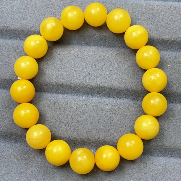 鸡油黄满蜡10➕蜜蜡圆珠手串