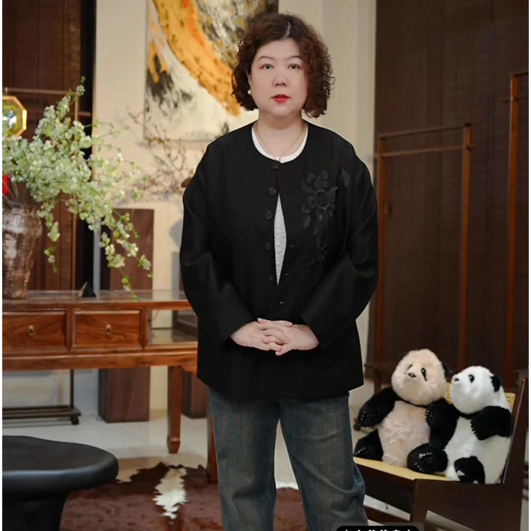 金雀绫【挚爱】气质轻奢刺绣重工加宽加大外套SZA3TW625