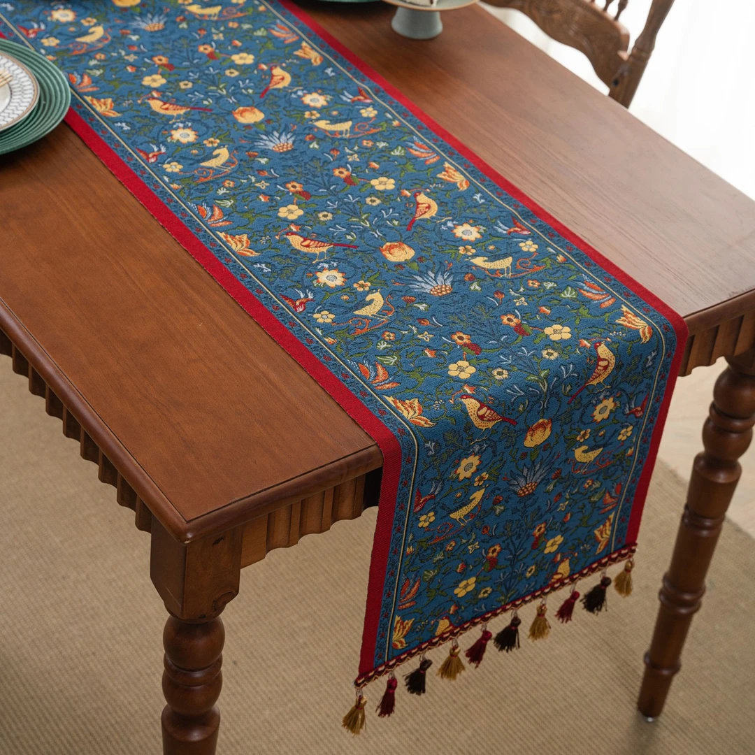 美式桌旗复古欧式高级感电视柜桌布盖布边柜茶几定制禅意长条桌旗