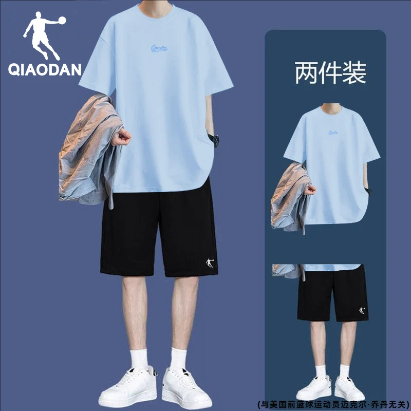 乔丹休闲运动套装男士2025夏季新款官方旗舰纯棉短袖速干短裤套装