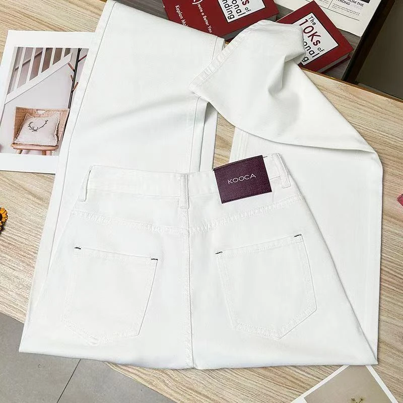 8823 高腰牛仔裤休闲裤直筒裤白色显高显瘦百搭气质时尚韩版夏季
