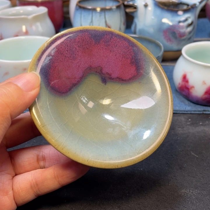 摆件钧瓷煤烧元钧斗笠盏