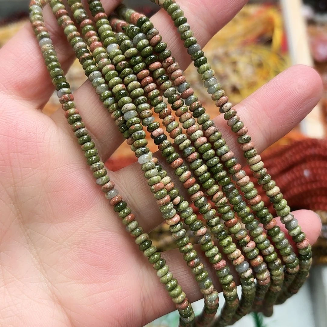 玛瑙/玉髓未镶嵌珠宝半成品2×4花绿算盘一条