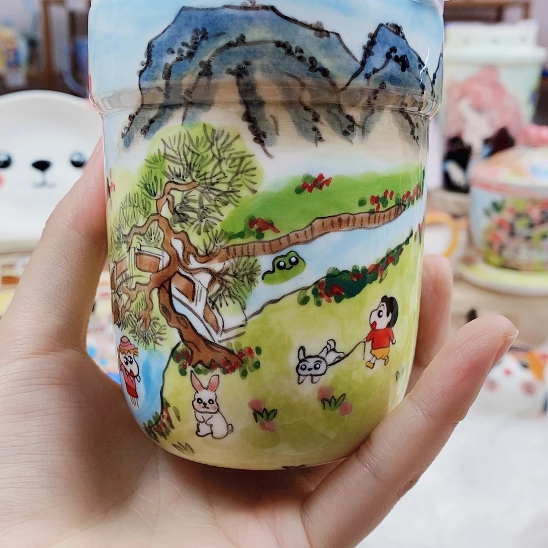 瓷片董董问创手绘陶瓷