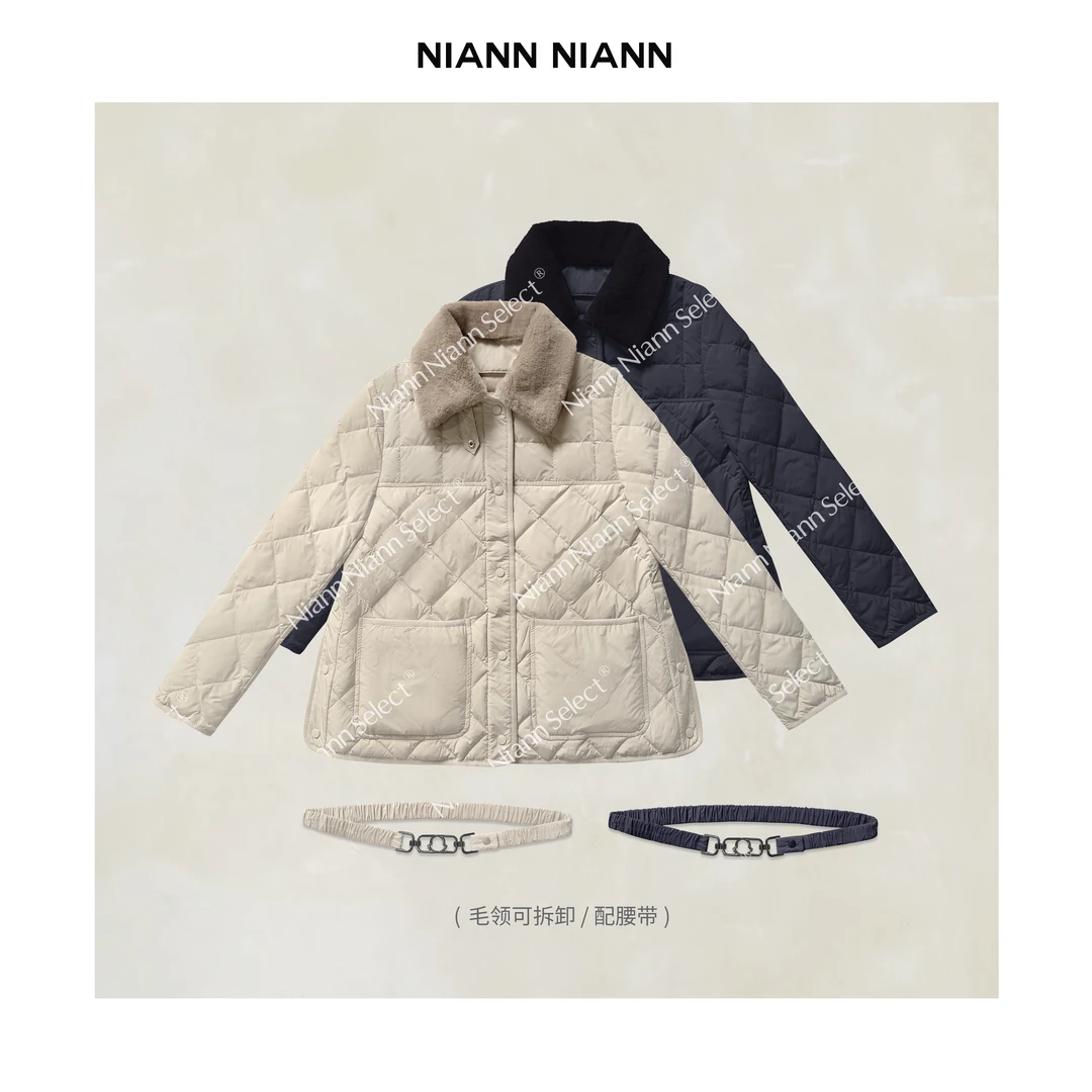 NiannNiann 新款宽松定制三星白鹅绒网格收腰羽绒服16217