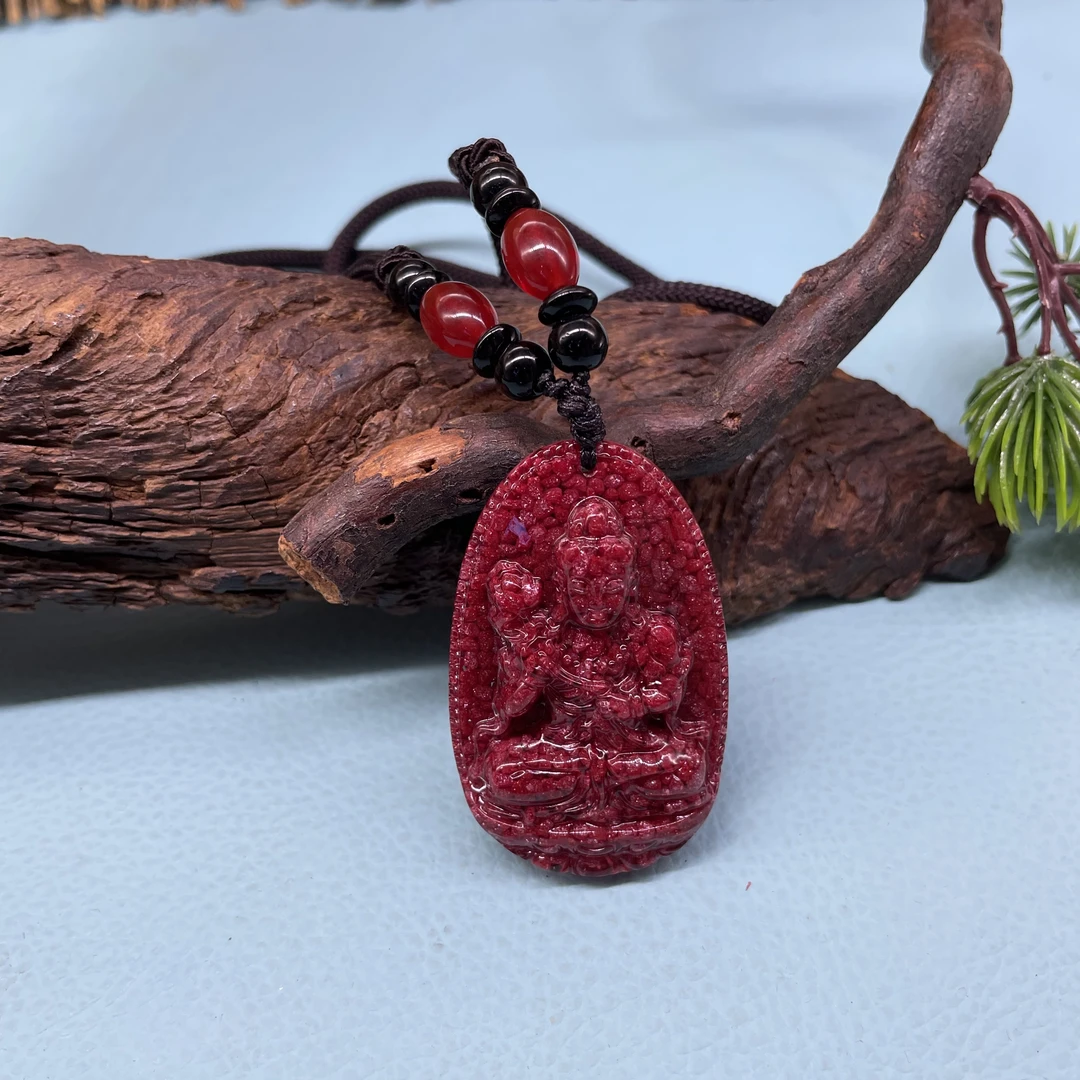 含辰砂工艺品八大守护神吊坠  全透晶体砂