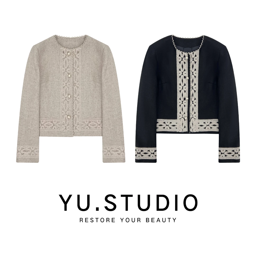 方和屿.小香风长袖拼接秋季女短外套女装女士设计师上衣555