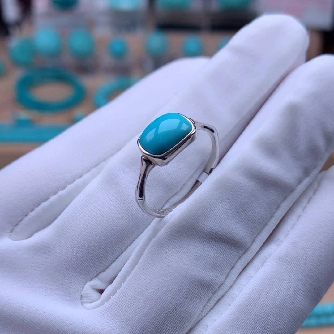 小***朶绿松石银S925镶嵌珠宝奇石