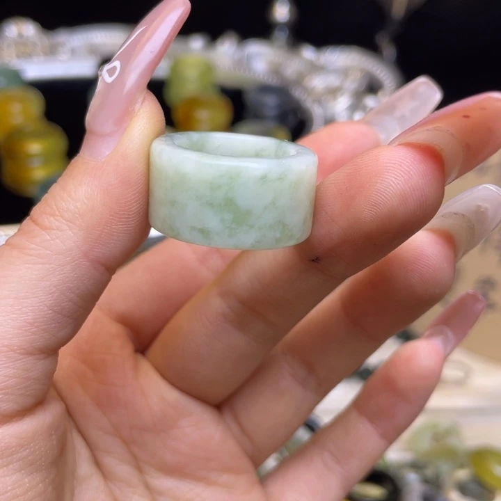 蛇纹石玉合金戒指19-18.4