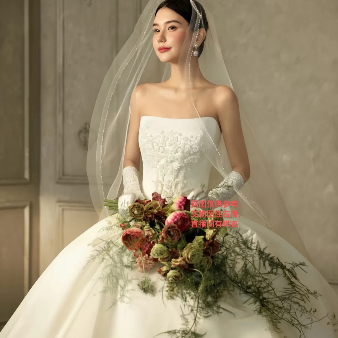 (LOEVER婚纱工厂)蓬蓬裙蕾丝婚纱法式缎面（可定做）