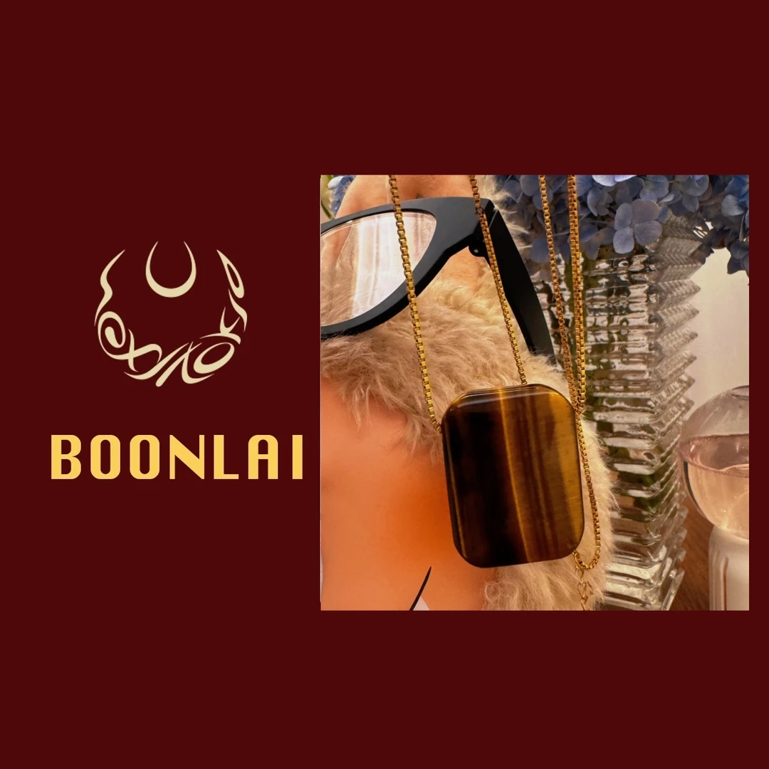 铜合金项链 Boonlai 棕色条纹方形项链4192