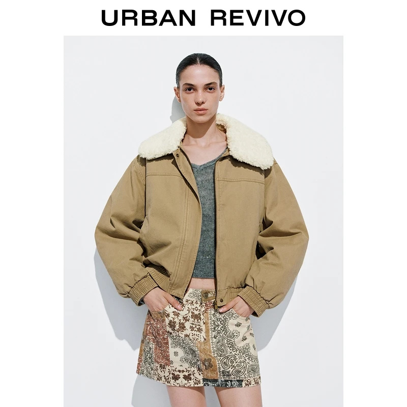 UR2025冬季新款女装休闲拼接毛领超宽松羽绒服UYY150056