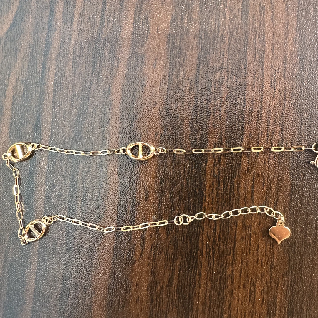 18k金素金猪鼻子手链