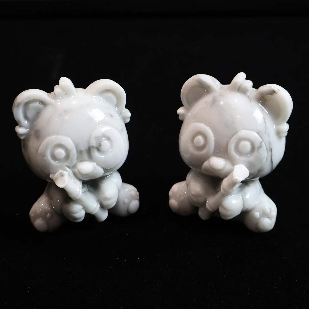 小熊猫一对石雕艺术品装饰桌面摆件茶周边可爱送礼