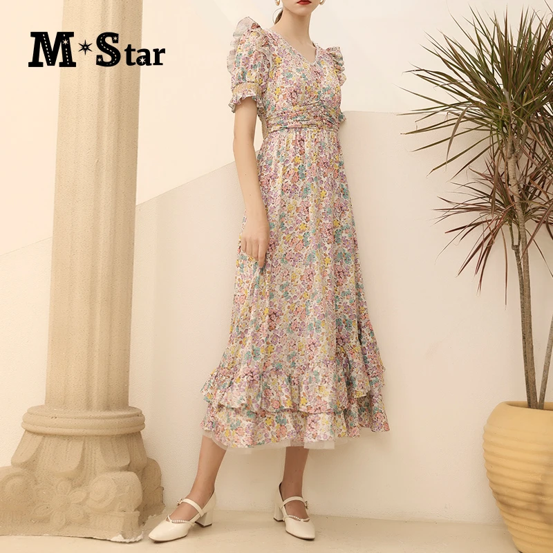 M-荷叶边大裙摆中长款连衣裙SCBL121307