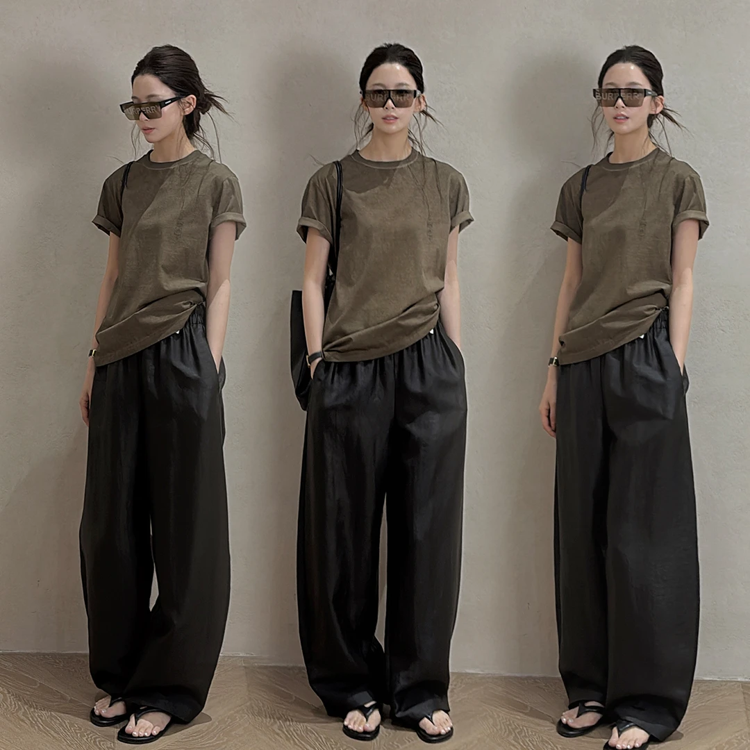 Z.blues【香云纱骨灰粉入】 15MM质感莨绸弧形调性长裤YZLHKZ0062