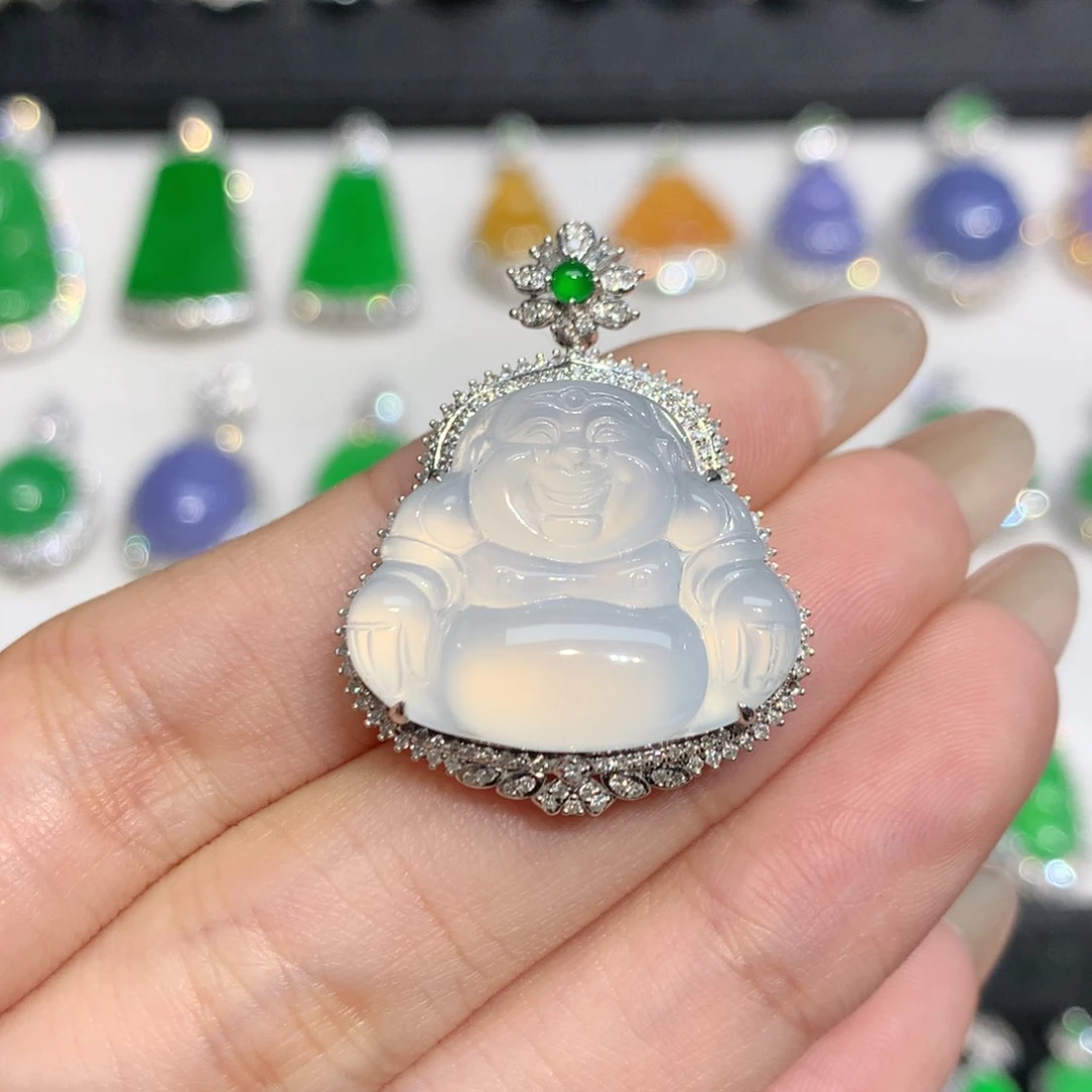 翡翠18K金镶嵌吊坠(不含链)