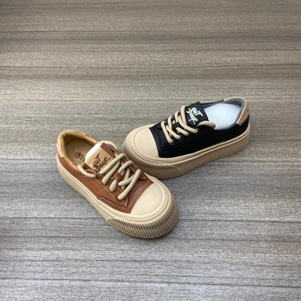 真皮复古鞋子女2024新款春秋软底女鞋圆头系带休闲鞋025387女鞋子