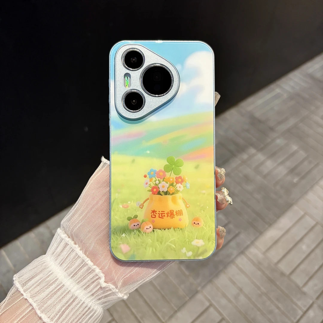 苹果/华为/oppo/vivo/小米 杏运爆棚适用pura70肤感玻璃手机壳