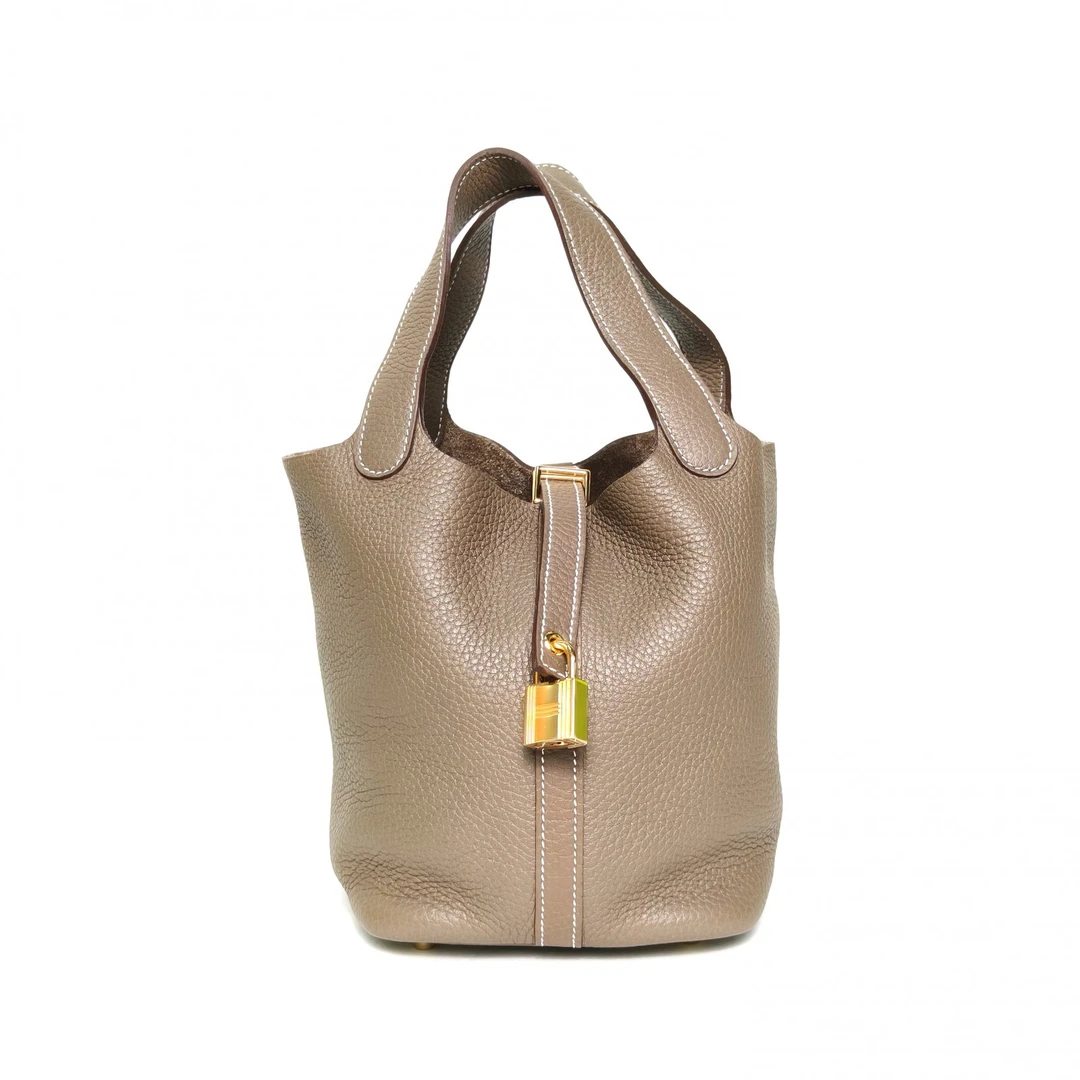 95新 Hermes/爱马仕 【双双】18 菜篮子 18大象灰 TC皮 Z刻 金扣